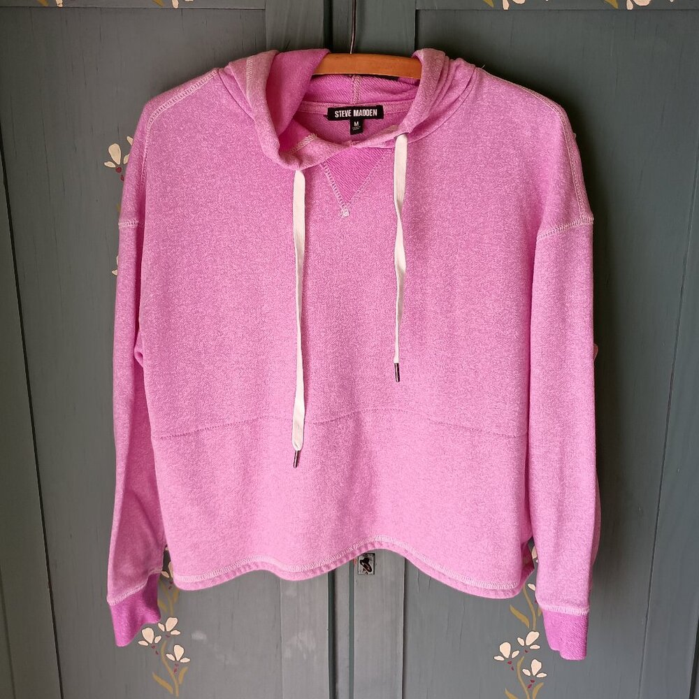 Pink Cropped Hoodie Steve Madden with Pockets Size M